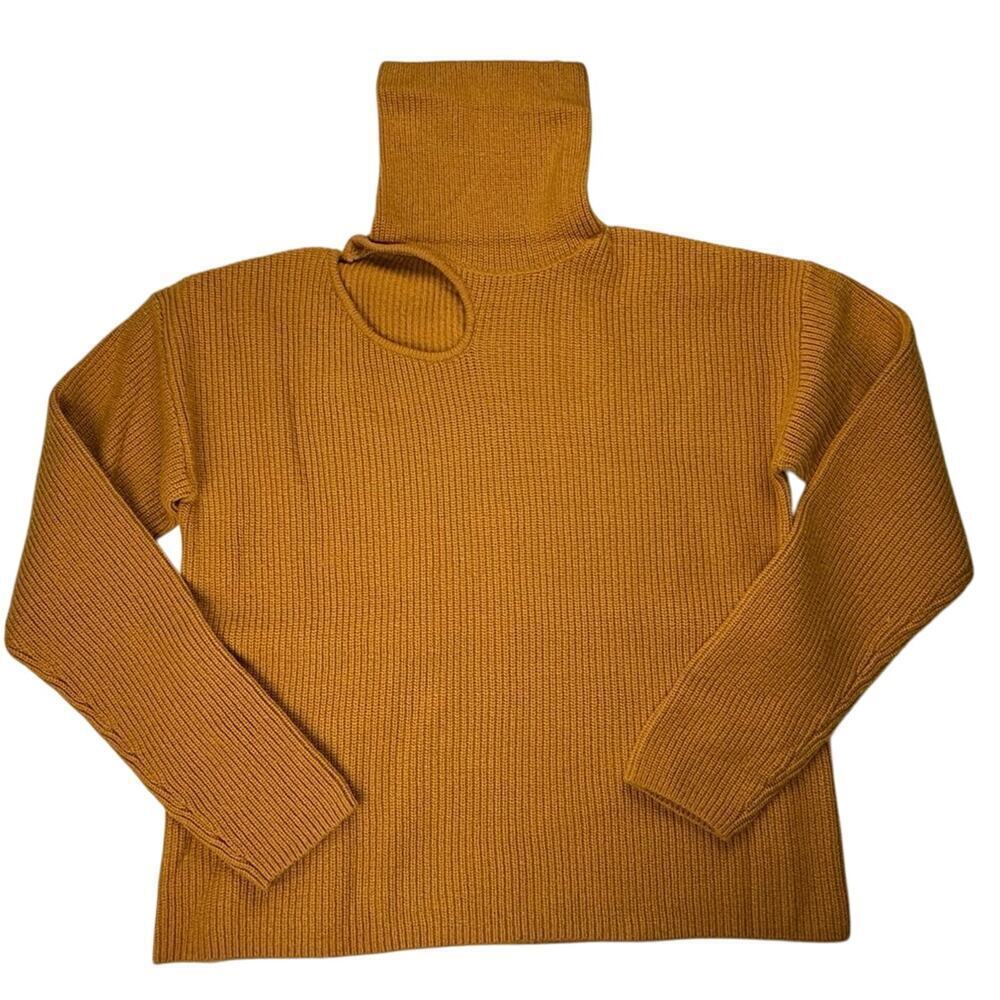 Listair Women's Mustard Knit Turtleneck Sweater Free Size